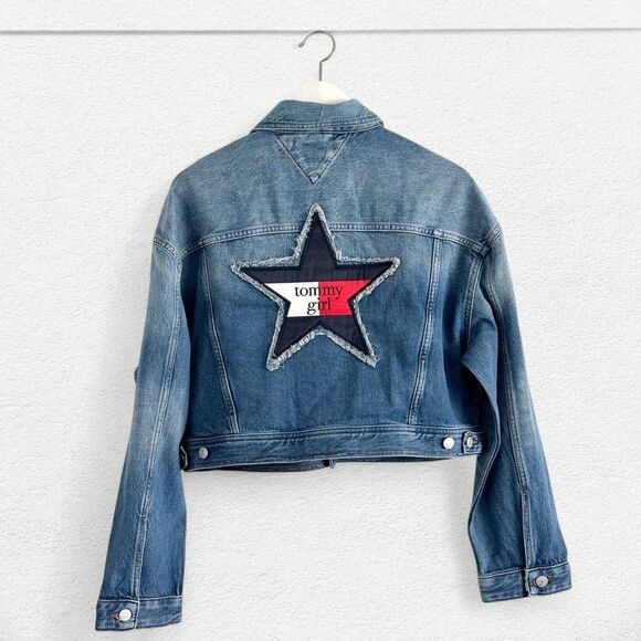 Tommy Jeans Tommy Girl Oversized Cropped Trucker Jacket - Picture 1 of 6